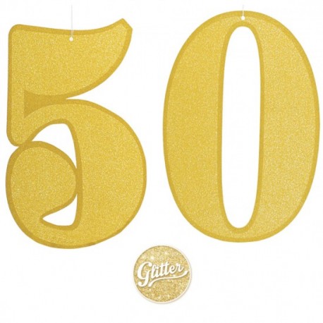 NUMERO 50 IN CARTA GLITTER ORO